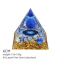 Piramide Orgone Lapis Lazuli Blu 6cm Resina Cristallo Guarigione Energia Sfera Decor - Stile B1 (Lapis+Gemma del Tempo)