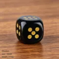 Dado in pietra preziosa di ossidiana naturale 15mm dado da gioco con punti dorati. - Nero Lucido