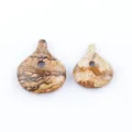 Natural stone twist safety buckle pendant DIY jewelry accessories horizontal hole charm - Jasper