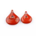 Red gemstone drop pendant DIY jewelry accessory, polished stone with horizontal hole. - Red Jasper