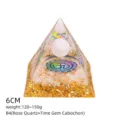 6cm Piramide Orgonite Cristallo Pietra Quarzo Rosa Reiki Guarigione Meditazione Scrivania - Stile B4 (Quarzo Rosa+Gemma del Tempo)