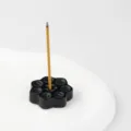 Base de soporte de incienso negro de piedra natural para varillas, adorno de aromaterapia compacto. - Obsidiana