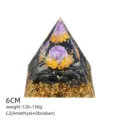 Piramide Sfera di Cristallo Ametista Naturale 6cm Resina Chakra Yoga Decorazione - Stile C2 (Ossidiana+Amatista+Loto)
