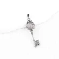 Vintage crystal key pendant necklace palace style vintage sweater chain fashion jewelry - Rose Quartz (Antique Silver)