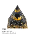 Piramide orgonite in ossidiana cristallo guarigione meditazione energia ufficio casa decoro - Stile C4 (Ossidiana+Ossidiana+Loto)