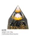 Piramide Orgonite Ossidiana Quarzo Rosa 6cm Chakra Guarigione Resina Decor Casa - Stile C5 (Ossidiana+Quarzo Rosa+Loto)
