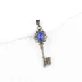Vintage Bronze Key Pendant with Blue Natural Stone Palace Style Fashion Jewelry Variant - Lapis Lazuli (Antique Bronze)