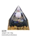 Piramide Orgonite con Sfera di Ametista Naturale 6cm Chakra Meditazione Decorazione Casa E2 - Stile E2 (Amatista+Ossidiana+Bobina)