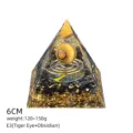 Piramide Orgone 6cm Occhio di Tigre Ossidiana Resina Chakra Yoga Meditazione Casa - Stile E3 (Occhio di Tigre+Ossidiana+Bobina)