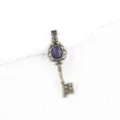 Vintage style key pendant with purple stone, elegant bronze metal jewelry accessory for women. - Purple Agate (Bronze Color)