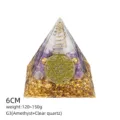 Piramide di cristallo di ametista naturale 6cm Chakra Orgonite Resina Decorazione Casa - Stile G3 (Amatista+Quarzo Chiaro+Fiore della Vita)
