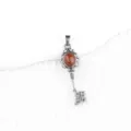 Vintage red stone key pendant necklace palace style sweater chain jewelry piece - Red Agate (Antique Silver)
