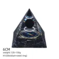 piramide orgonite ossidiana 6cm chakra guarigione cristallo resina decorazione casa - Stile H1 (Ossidiana+Anello in Acciaio)
