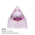 Piramide di Orgonite in Cristallo di Quarzo Rosa 6cm Chakra Meditazione Casa - Stile H3 (Quarzo Rosa+Anello in Acciaio)