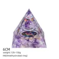 Piramide di sfera di cristallo di ametista naturale da 6cm decorazione chakra resina H4 - Stile H4 (Amatista+Anello in Acciaio)