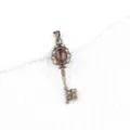 Vintage bronze key pendant with natural red stone necklace sweater chain gothic jewelry item - Red Tiger Eye (Bronze Color)