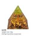 Piramide Cristallo Resina Albero Fortuna Pietra Occhio di Tigre Decorazione Casa 6cm - Stile K5 (Occhio di Tigre+Albero di Peridoto)