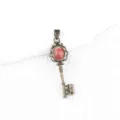 Vintage bronze key pendant with red stone, retro palace style sweater chain jewelry accessory. - Rhodochrosite (Bronze Color)