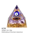 6cm Ametista Piramide Orgonite Malocchio Resina Cristallo Guarigione Chakra Meditazione - Stile M3 (Amatista+Occhio Maligno)