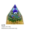 Piramide di cristallo con occhio malvagio e foglia d'oro 6cm decorazione chakra resina. - Stile M4 (Avventurina+Anello Acciaio+Occhio Maligno)