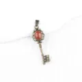 Vintage Bronze Key Pendant with Red Natural Stone Palace Style Necklace Accessory - Red Jasper (Antique Copper)