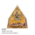 Piramide Orgonite Buddha Ametista 6cm Resina Cristallo Decorazione Meditazione Variante N2 - Stile N2 (Amatista+Buddha)