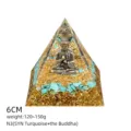 Piramide di Buddha in resina con turchese e foglia d'oro per meditazione yoga 6cm - Stile N3 (Turchese+Buddha)