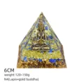 Piramide Orgone Lapis Lazuli Buddha 6cm Meditazione Cristallo Resina Decor Variante - Stile N4 (Lapis+Buddha d'Oro)