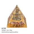 6cm Ametista Piramide Orgonite Pietra Energetica Yoga Meditazione Guarigione Resina - Stile N5 (Amatista+Buddha d'Oro)