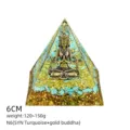 Piramide Buddha in Resina Turchese 6cm Piramide Orgone Energia Meditazione Decorazione - Stile N6 (Turchese Sin+Buddha d'Oro)