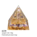 6cm Piramide Orgonite Ametista Naturale Resina Cristallo Guarigione Chakra Meditazione - Stile P3 (Amatista+Anello in Acciaio)