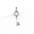 Vintage key pendant with natural white stone, ornate silver metal necklace for women. - Clear Quartz (Antique Silver)