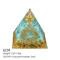 Piramide Orgonite Turchese 6cm Chakra Energia Guarigione Resina Decorazione Scrivania - Stile Q5 (Turchese Sin+Matrice Magica Rame)