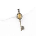 Vintage Bronze Key Pendant Necklace with Yellow Stone Antique Palace Style Jewelry Variant - Topaz (Bronze Color)