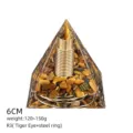 Piramide Orgonite Cristallo 6cm Pietre Occhio di Tigre Spirale Metallo Meditazione - Stile R3 (Occhio di Tigre+Bobina a Spirale)