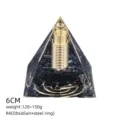 Piramide energetica Orgone 6cm Pietre di ossidiana naturale Bobina di metallo Yoga meditazione - Stile R4 (Ossidiana+Bobina a Spirale)