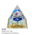Piramide Orgone Sfera Ametista 6cm in Resina Chakra Yoga Meditazione Tavolo Decor - Stile X2 (Acquamarina+Amatista+Pesci)