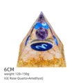 Piramide Orgonica 6cm Cristallo Quarzo Rosa Ametista Energia Meditazione Decorazione - Stile X3 (Quarzo Rosa+Amatista+Ariete)