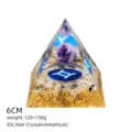 6cm Piramide di Cristallo Ametista Resina Ornamento Variante X5 Chakra Meditazione Decor - Stile X5 (Quarzo Rutilato+Amatista+Gemelli)