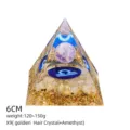 6cm piramide di cristallo di ametista naturale resina artigianato ornamento scrivania - Stile X9 (Quarzo Rutilato d'Oro+Amatista+Bilancia)