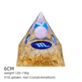 Piramide di cristallo di ametista da 6 cm Orgonite generatore di energia resina arredamento - Stile X10 (Quarzo Rutilato d'Oro+Amatista+Scorpione)