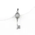 Vintage silver key pendant with natural stone ornate necklace jewelry piece. - Labradorite (Antique Silver Color)