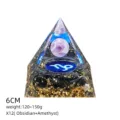 Piramide orgone di cristallo 6cm resina ossidiana ametista sfera decorazione casa ufficio - Stile X12 (Ossidiana+Amatista+Capricorno)