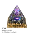 Piramide Cristallo Orgonite 6cm Ametista Ossidiana Resina Decor Modello A2+ 120-150g Peso - Stile A2+ (Ossidiana+Amatista+Cielo Stellato)