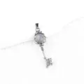 Vintage style silver key pendant necklace with natural stone inset for women fashion jewelry. - Grey Agate (Antique Silver Color)