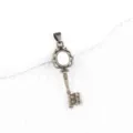 Vintage bronze key pendant with white stone, elegant retro necklace jewelry accessory - White Turquoise (Antique Bronze)