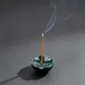 Green crystal agate lotus incense holder base for aromatherapy and meditation display variant. - India Agate