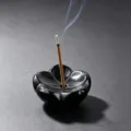Natural stone lotus incense holder for calming aromatherapy and home decoration aesthetic. - Obsidian