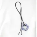 Natuursteen bloem hanger ketting, blauw witte gevlekte edelsteen sieraden SKU. - Blauwe Puntsteen