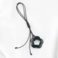 Natuurlijke donkere kristallen bloem hanger DIY ketting touw accessoire retro sieraden - Indiase Agaat